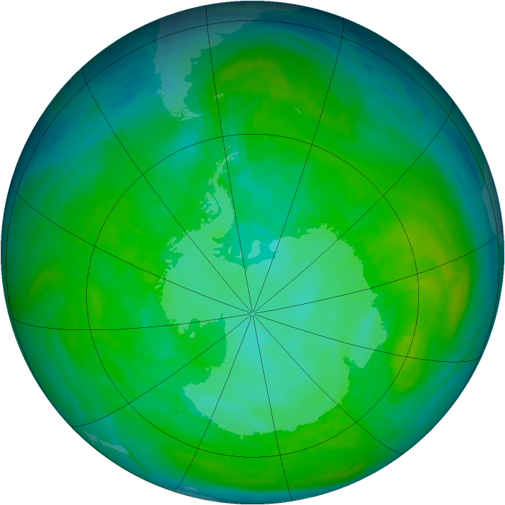 Antarctic ozone map for 19 December 2000